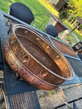 Hand-Hammered Copper Decorative Serving Bowl - Rustic Copper Finish